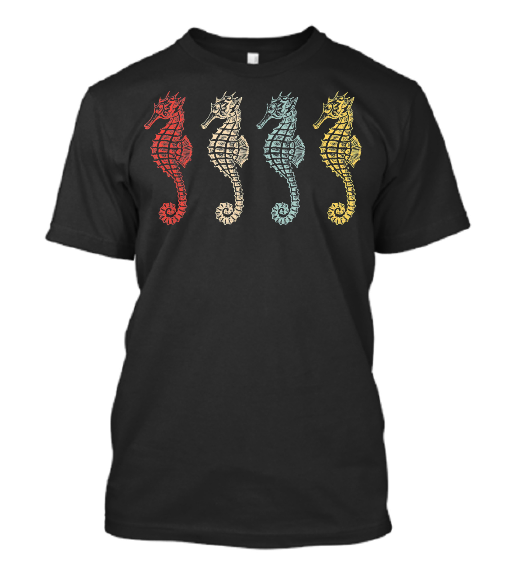 Vintage Retro Seahorse Ocean Life Multicolor T-Shirt