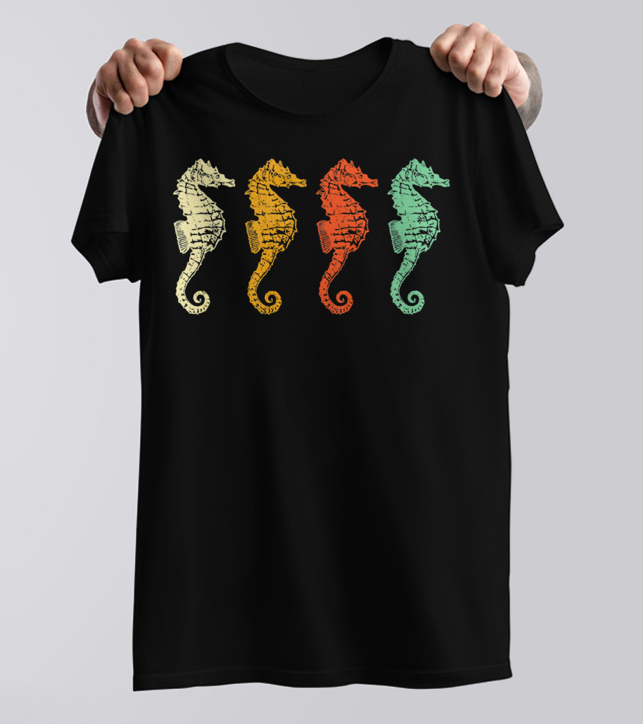 Retro Seahorse Lover Colorful Seahorses T-Shirt