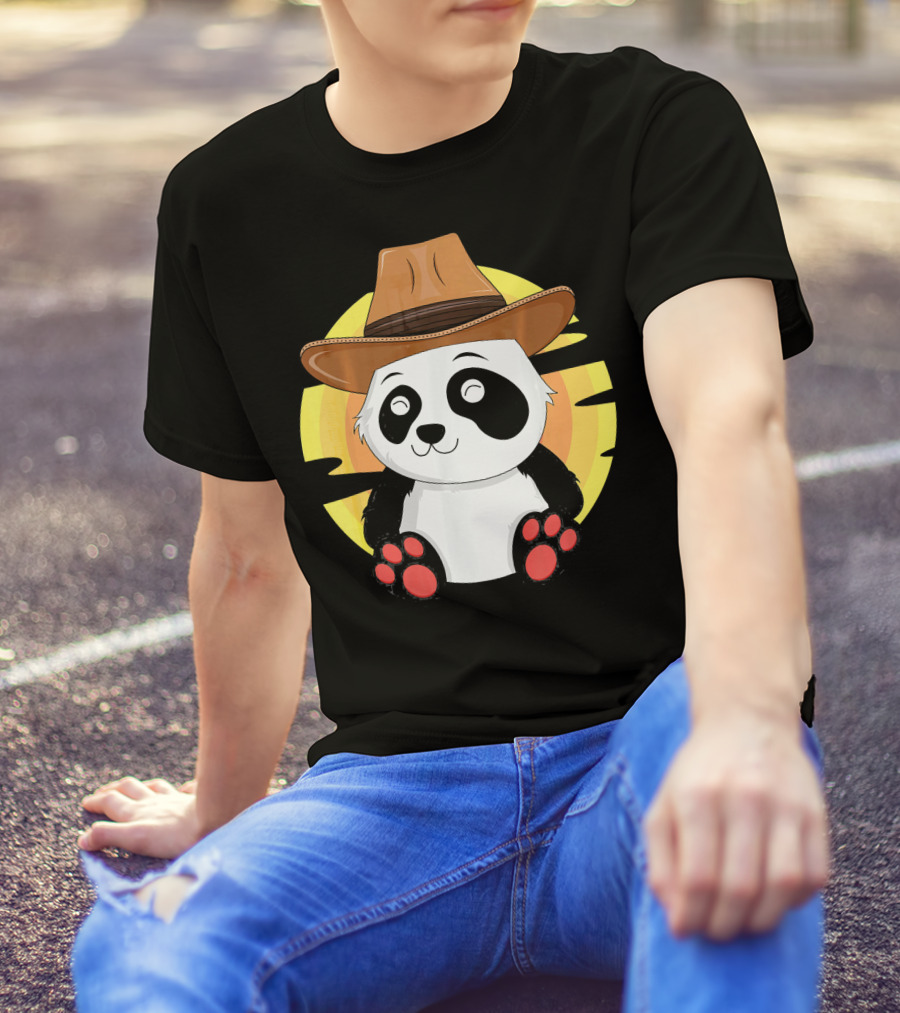 Western Panda Texas Rodeo South Cowboy Kids T-Shirt
