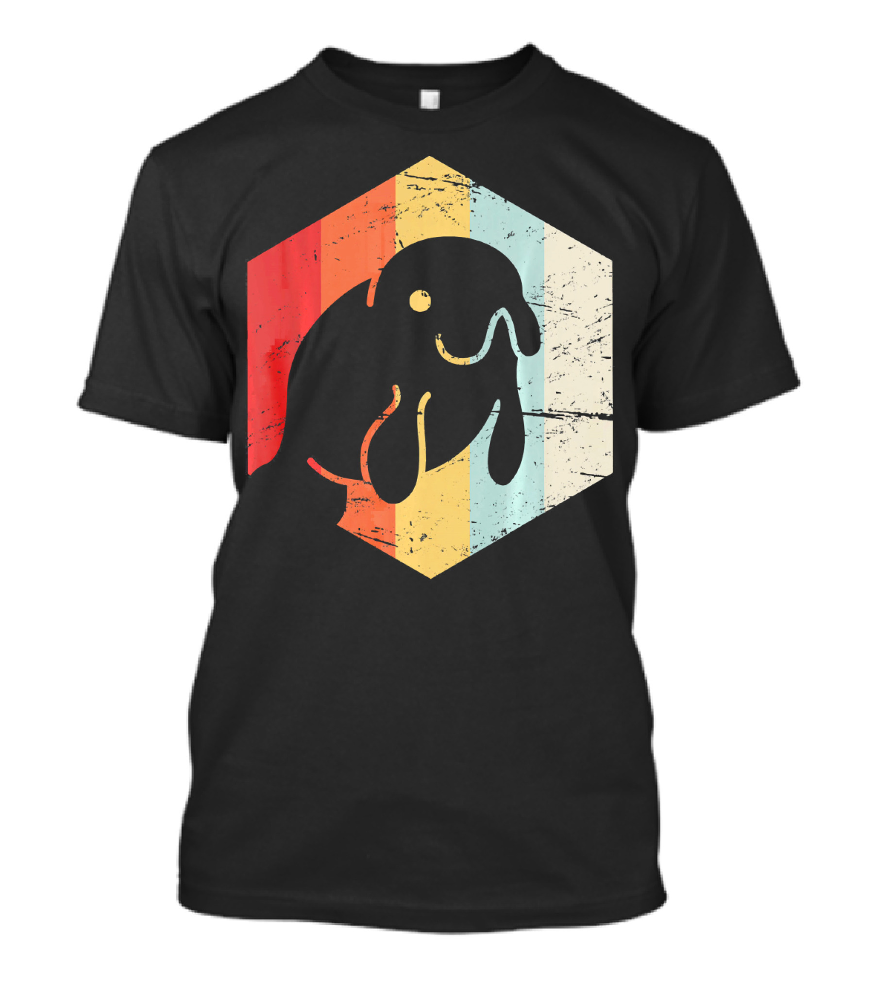 Retro Manatee Vintage Sunset Stripes T-Shirt