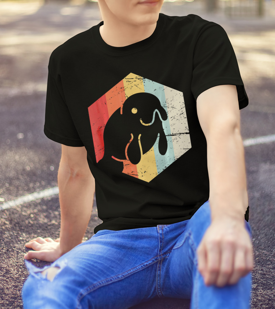 Retro Manatee Vintage Sunset Stripes T-Shirt
