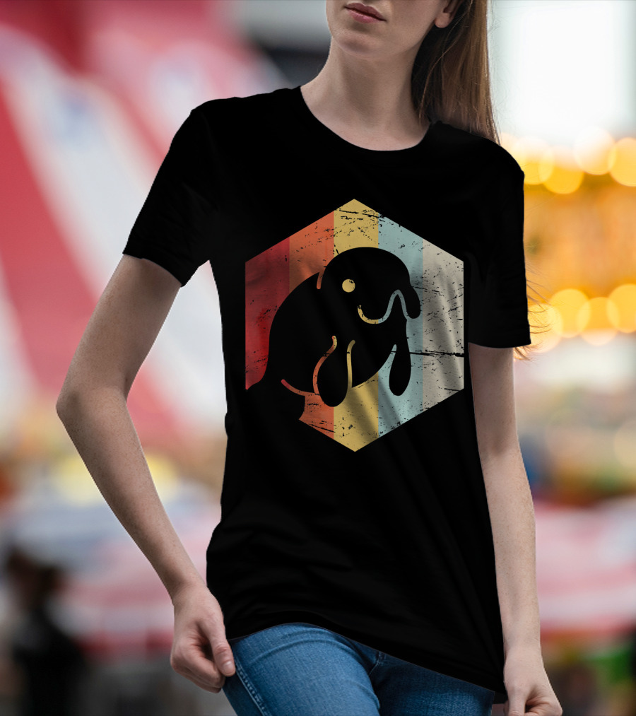 Retro Manatee Vintage Sunset Stripes T-Shirt