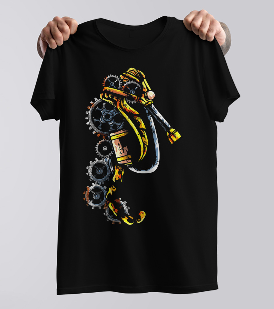 Steampunk Seahorse Science Fantasy Clockwork Gears T-Shirt