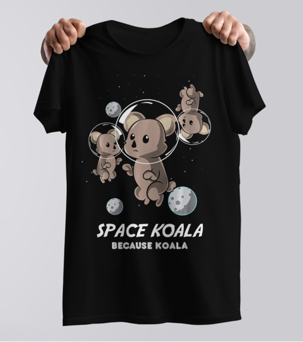 Space Koala Because Koala Moons Bubbles Floating T-Shirt