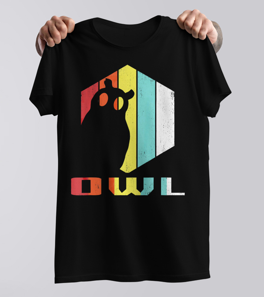 Retro Striped Owl Silhouette For Animal Lover Zookeeper T-Shirt