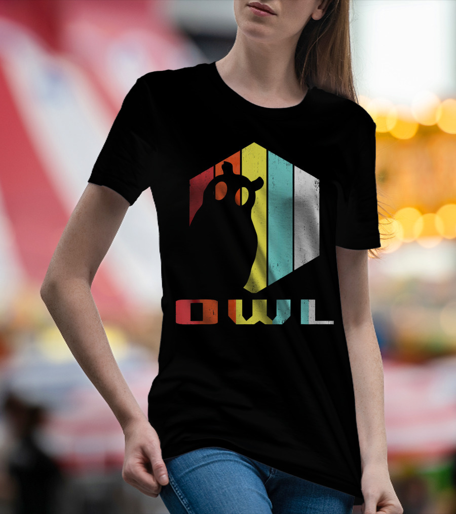 Retro Striped Owl Silhouette For Animal Lover Zookeeper T-Shirt