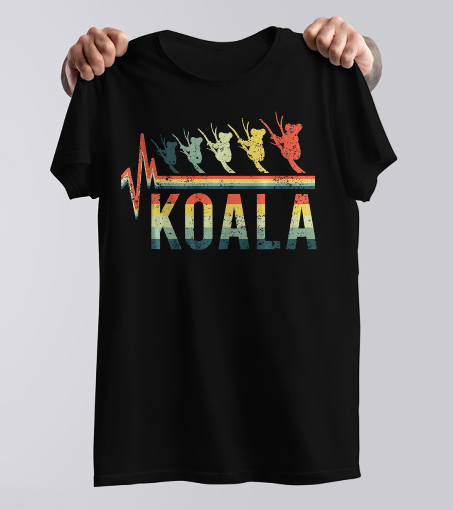 Vintage Style Koala Heartbeat Retro Rainbow T-Shirt
