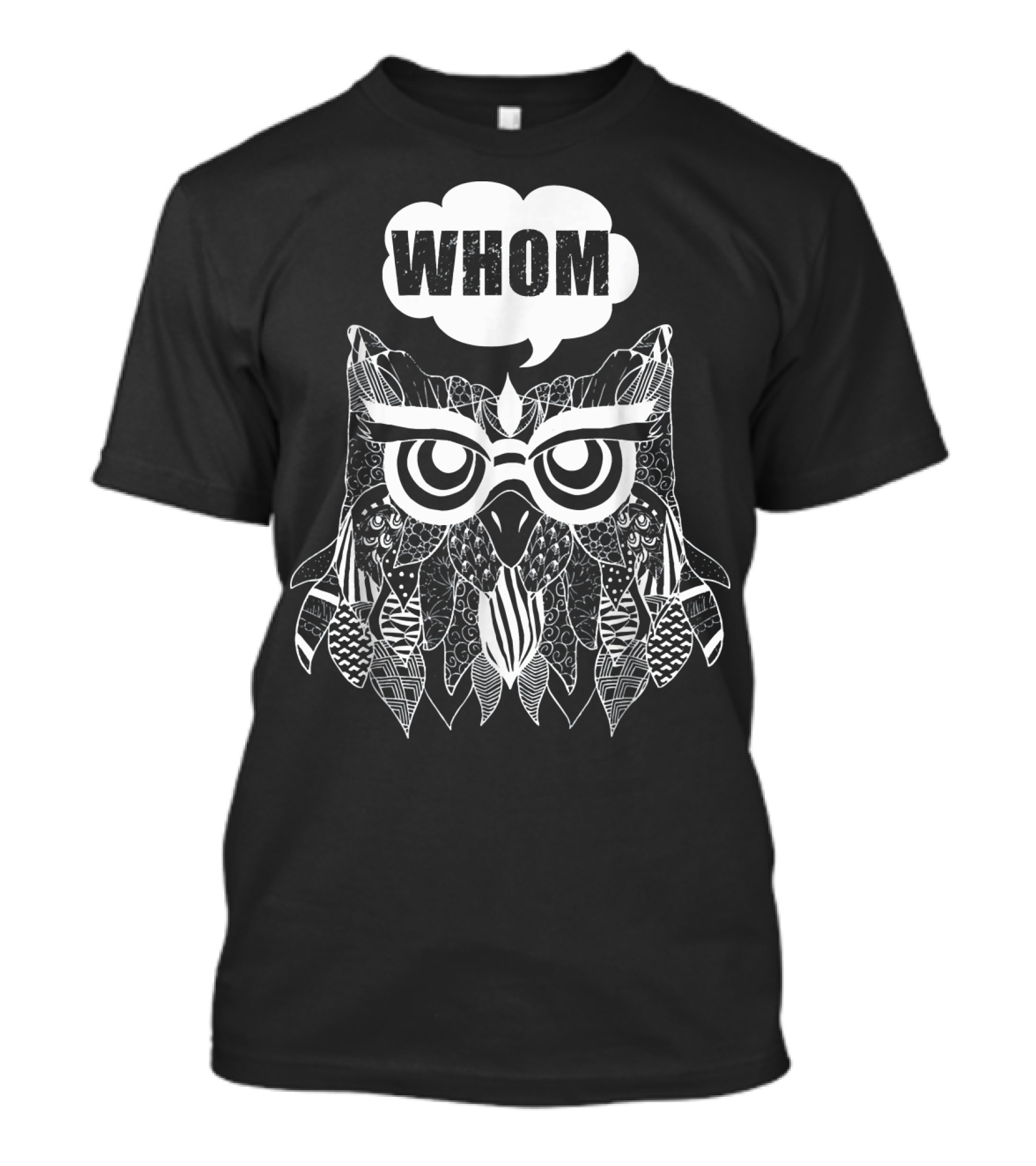 Whom English Grammar Cool Owl With Glasses T-Shirt