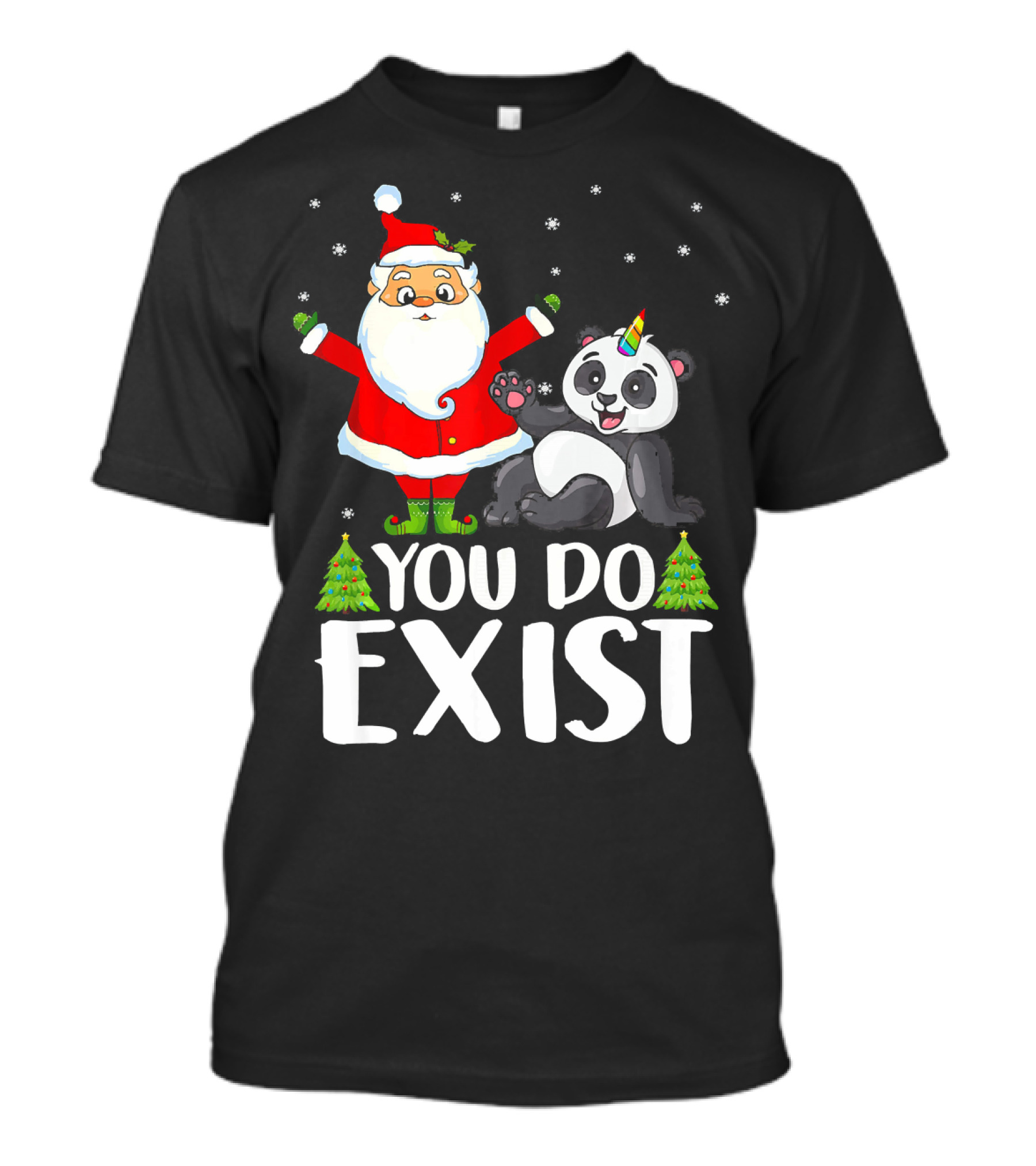 Santa Christmas You Do Exist Panda Unicorn T-Shirt