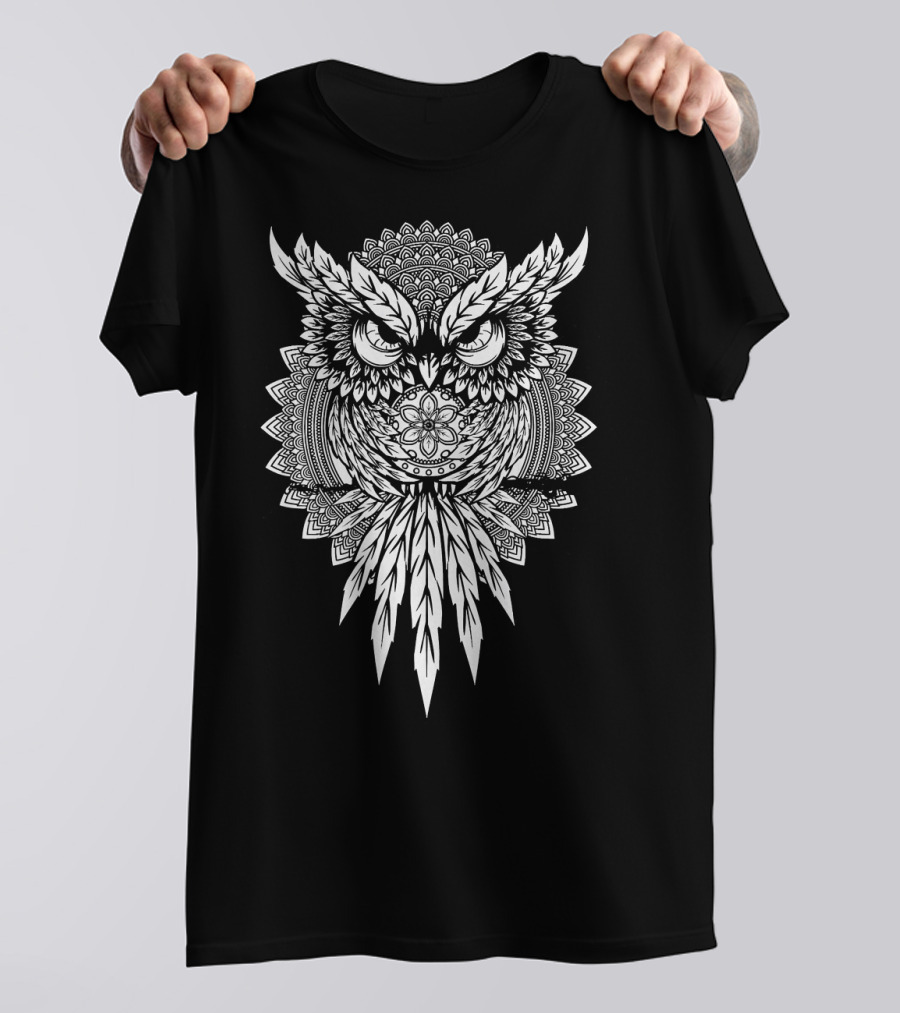 Spiritual Owl Mandala Forest Night Wisdom T-Shirt