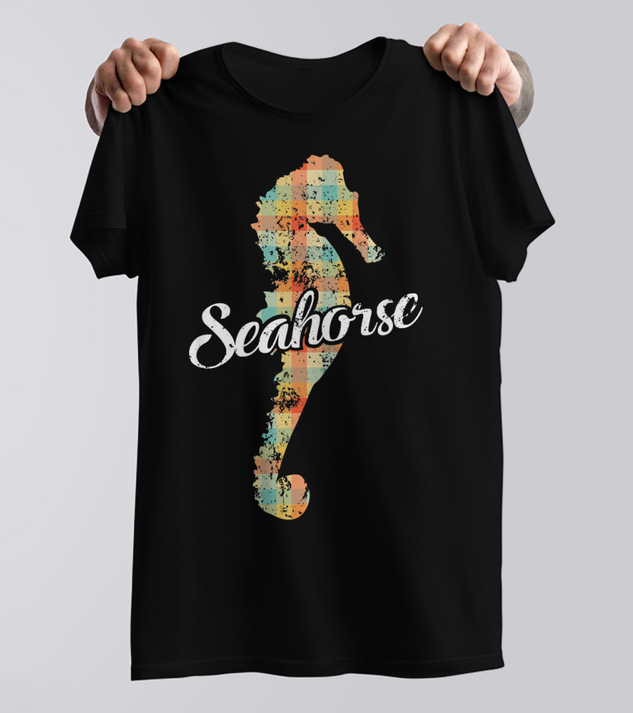 Seahorse Vintage Style Plaid T-Shirt