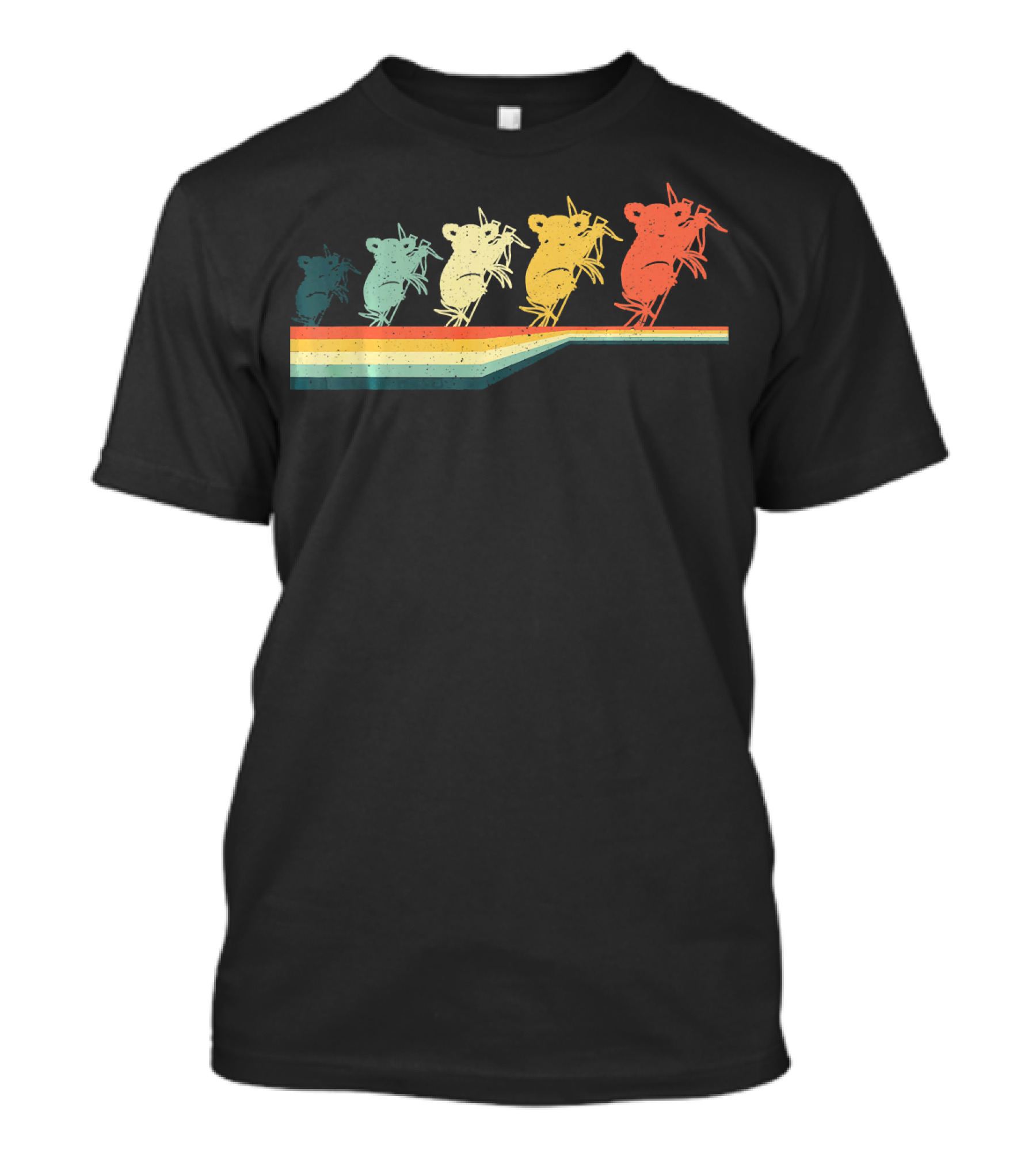Vintage Retro Koala Animal Lover Zookeep Rainbow Stripe T-Shirt