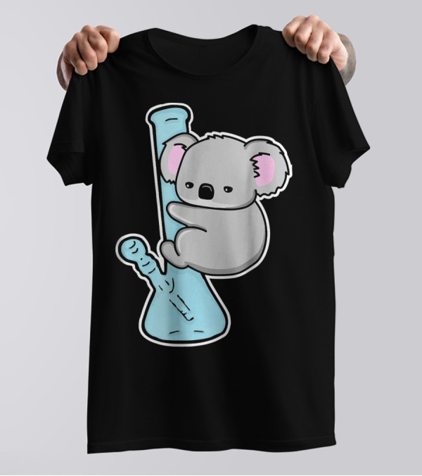 Stoned Koala Cartoon Koala Hugging Bong T-Shirt