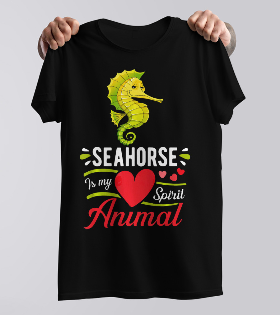 Seahorse Is My Spirit Animal Love Hearts T-Shirt