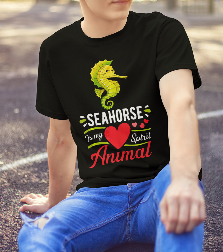 Seahorse Is My Spirit Animal Love Hearts T-Shirt