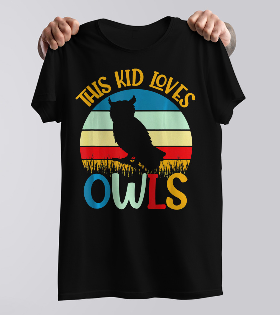 This Kid Loves Owls Owl Lover Retro Sunset T-Shirt