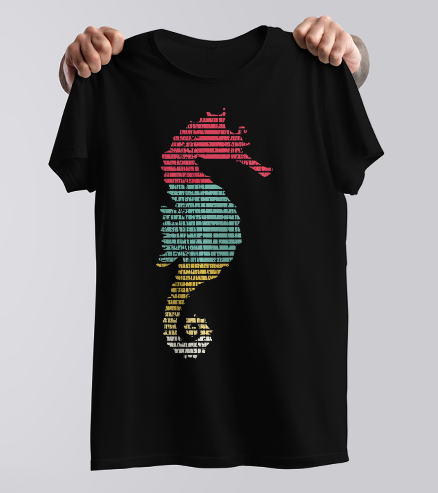 Seahorse Retro Vintage Marine Stripes T-Shirt