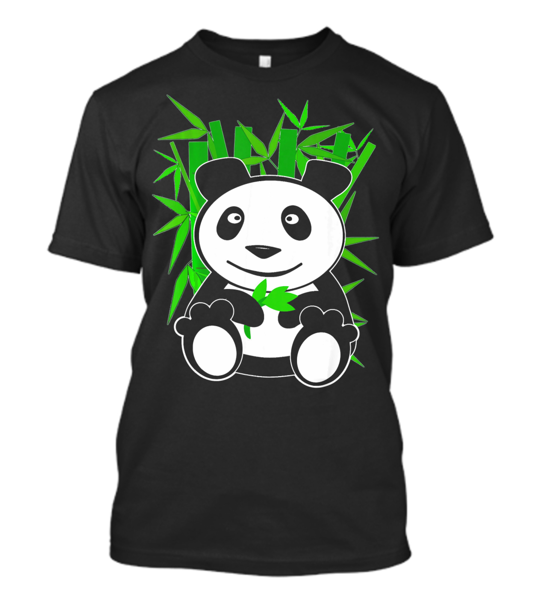 Sweet Panda Bear With Bamboo Plant Background T-Shirt
