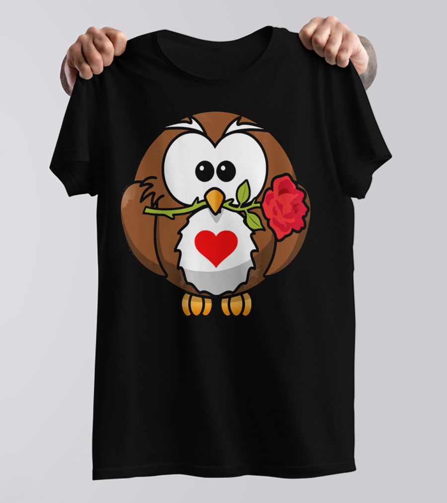 VALENTINES DAY OWL Love Relation Heart Rose T-Shirt