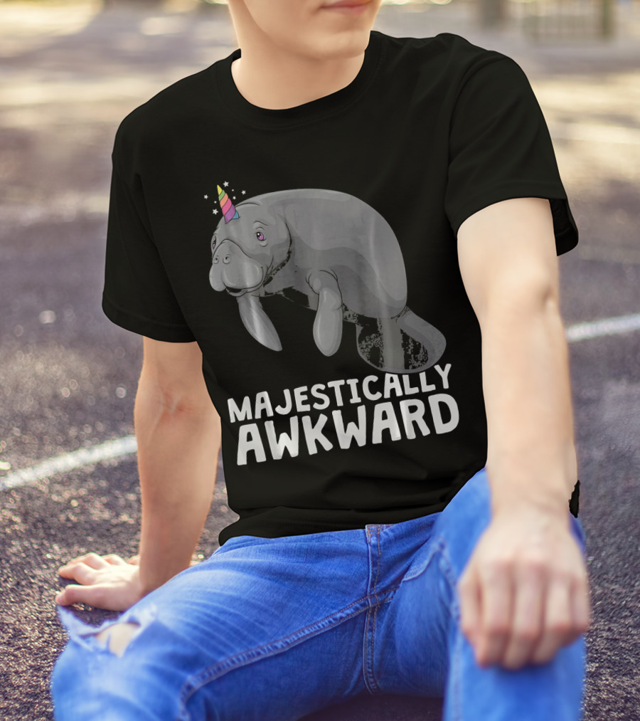 Majestically Awkward Unicorn Manatee Fun T-Shirt