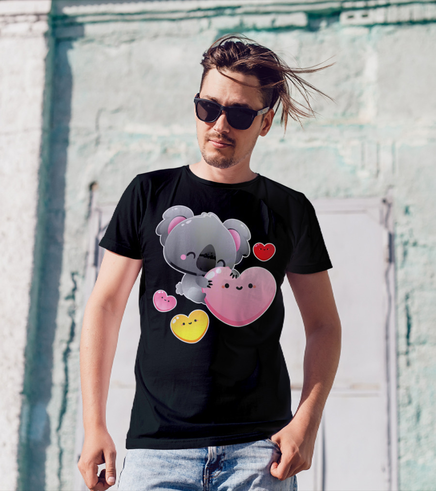 Valentines Day Koala Cute Hearts Kawaii T-Shirt
