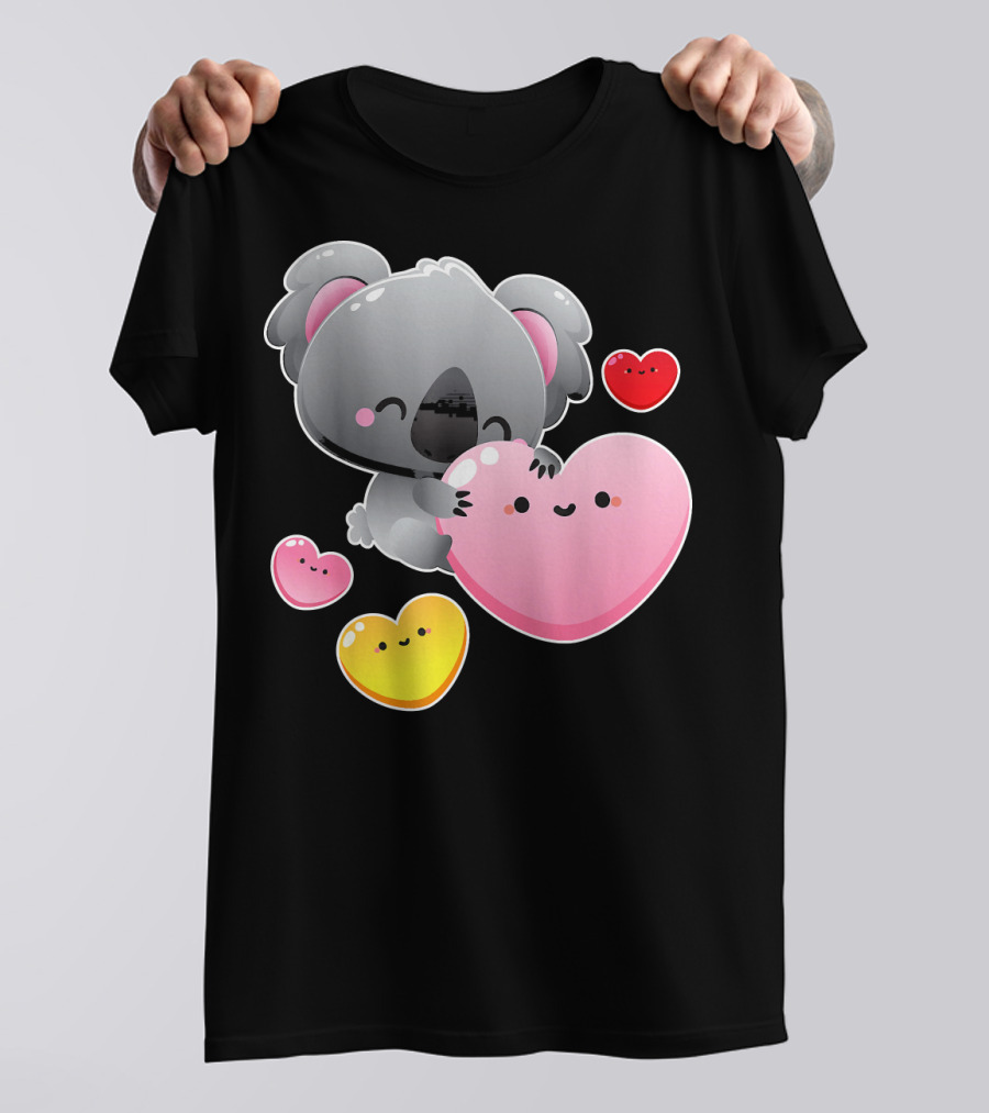 Valentines Day Koala Cute Hearts Kawaii T-Shirt
