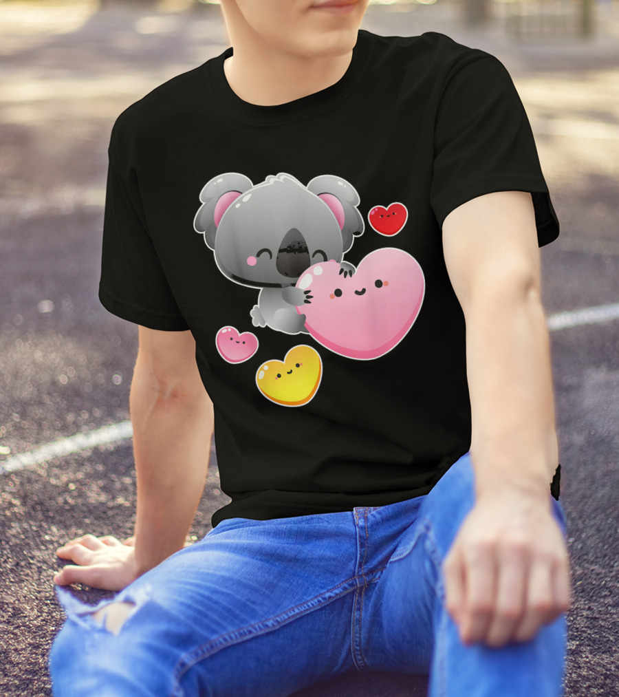 Valentines Day Koala Cute Hearts Kawaii T-Shirt