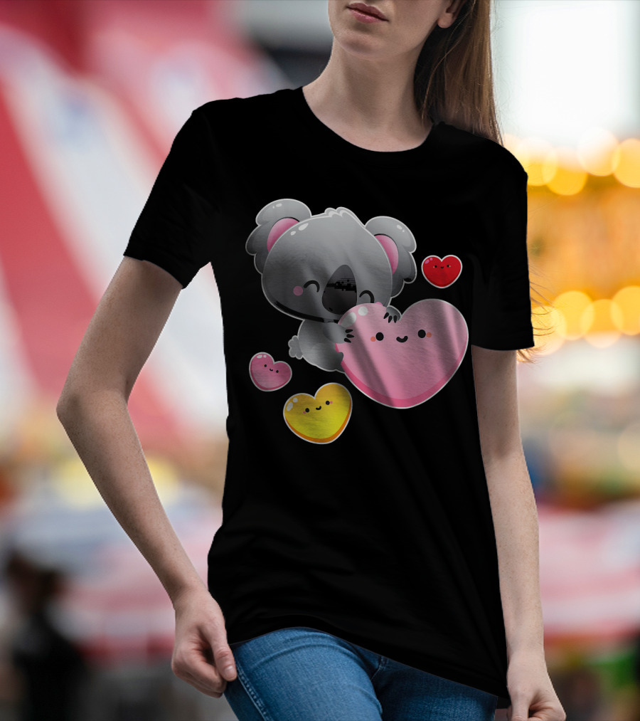 Valentines Day Koala Cute Hearts Kawaii T-Shirt