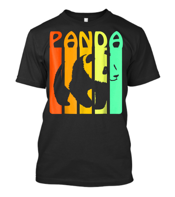 Panda Vintage Retro Bear Lover Rainbow Stripes T-Shirt