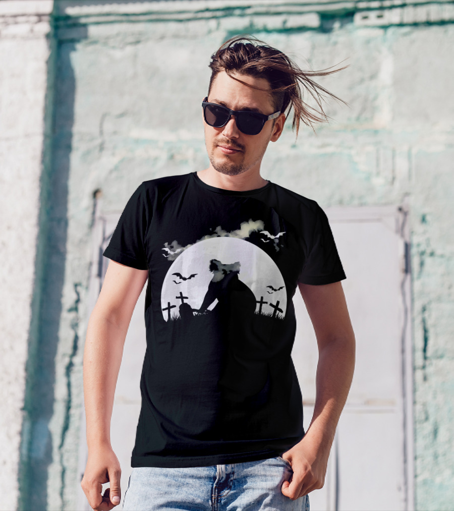Spooky Australia Koala Halloween Night With Bats And Graveyard T-Shirt