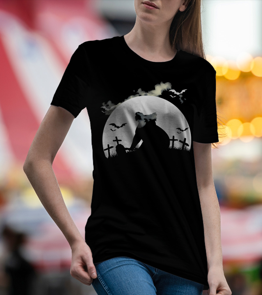 Spooky Australia Koala Halloween Night With Bats And Graveyard T-Shirt