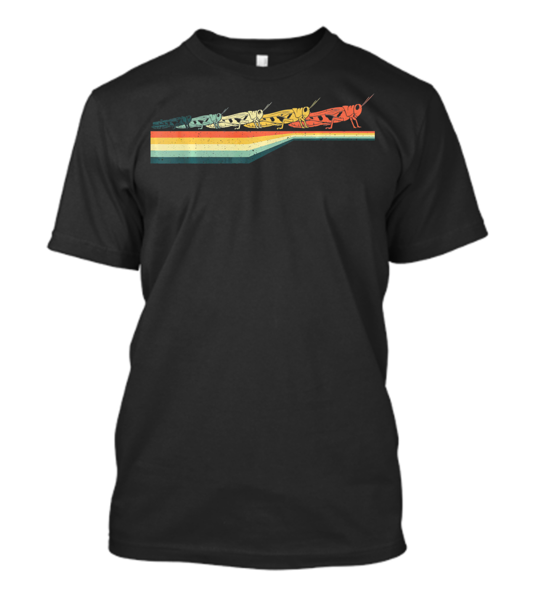 Retro Vintage Grasshopper Animal Lover Striped T-Shirt