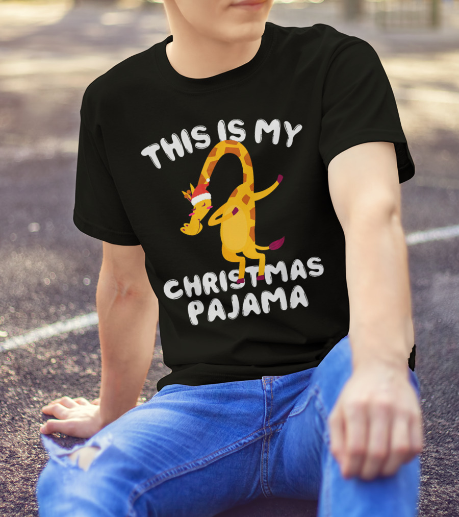 This Is My Christmas Pajama Santa Giraffe Dabbing T-Shirt