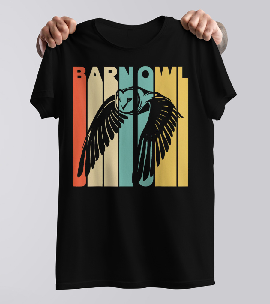 Vintage Barn Owl Retro Stripes T-Shirt