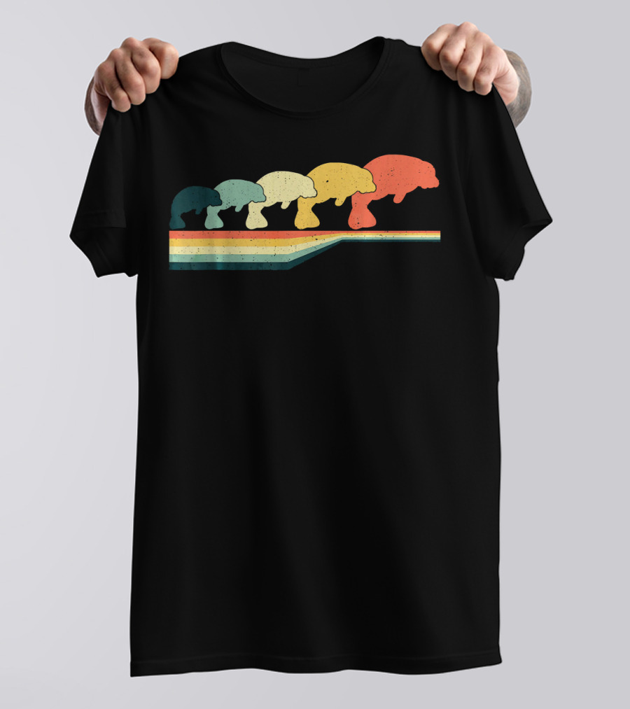 Vintage Retro Manatee Silhouette Animal Lover Zooke T-Shirt