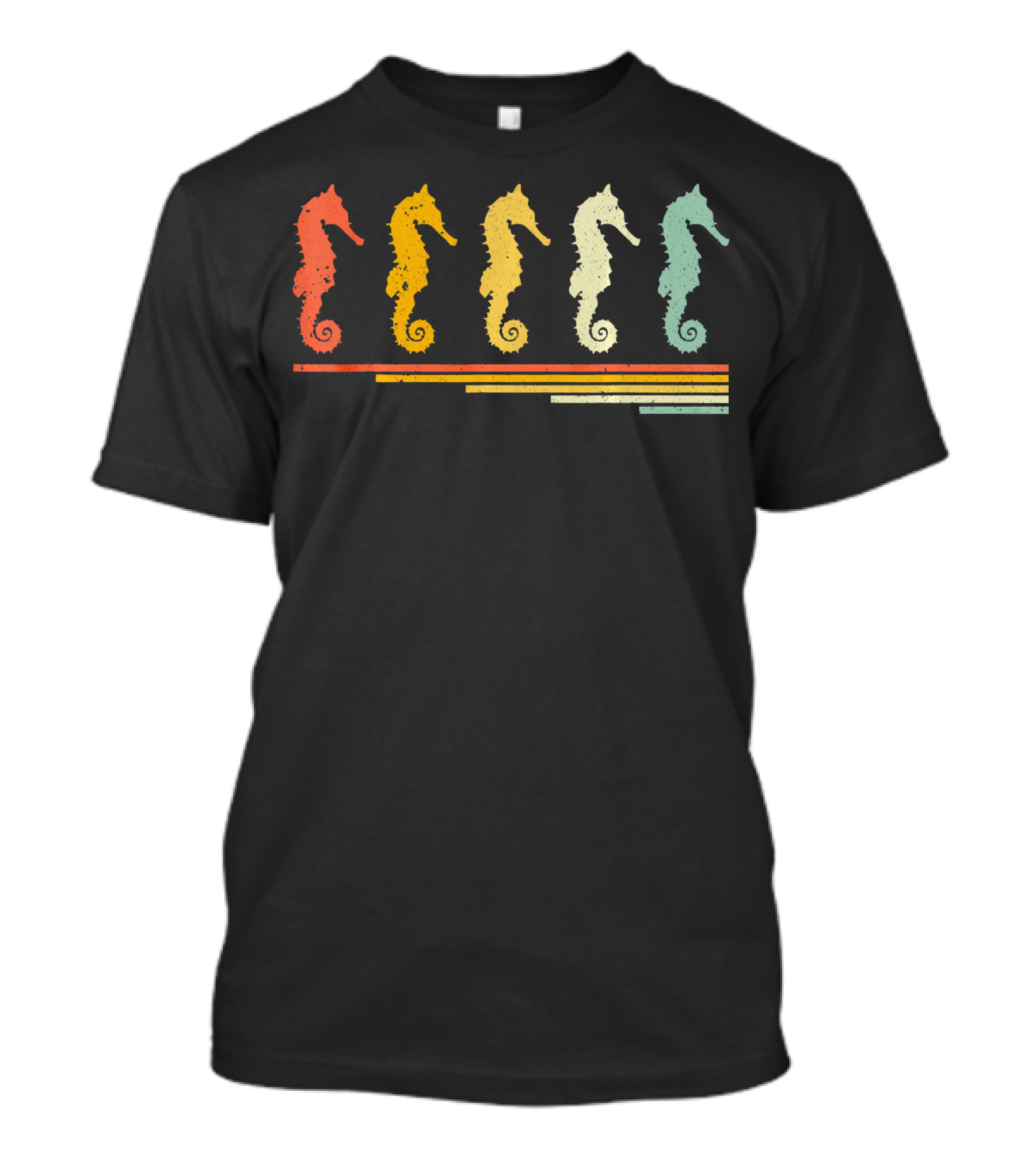 Seahorse Retro Vintage 70s 80s Striped T-Shirt