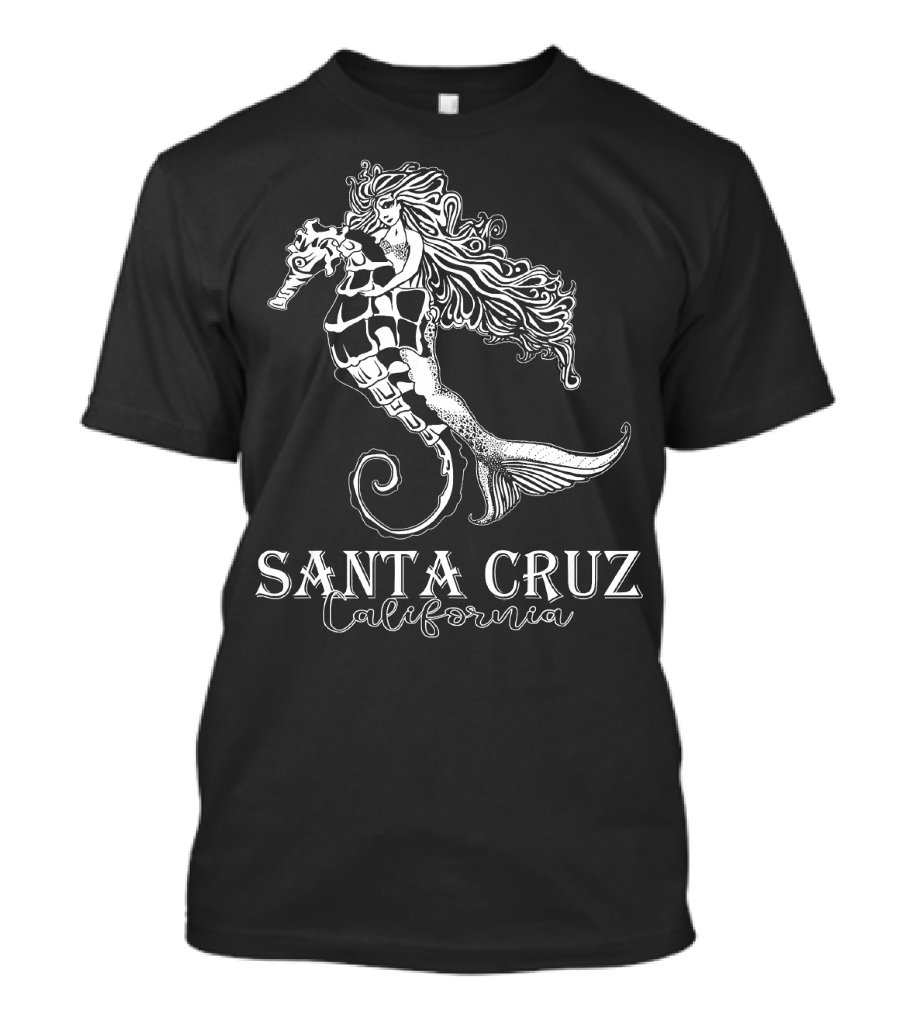 Santa Cruz California Mermaid Riding Seahorse Souvenir T-Shirt