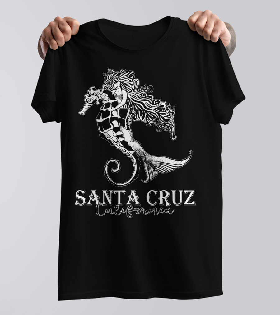 Santa Cruz California Mermaid Riding Seahorse Souvenir T-Shirt