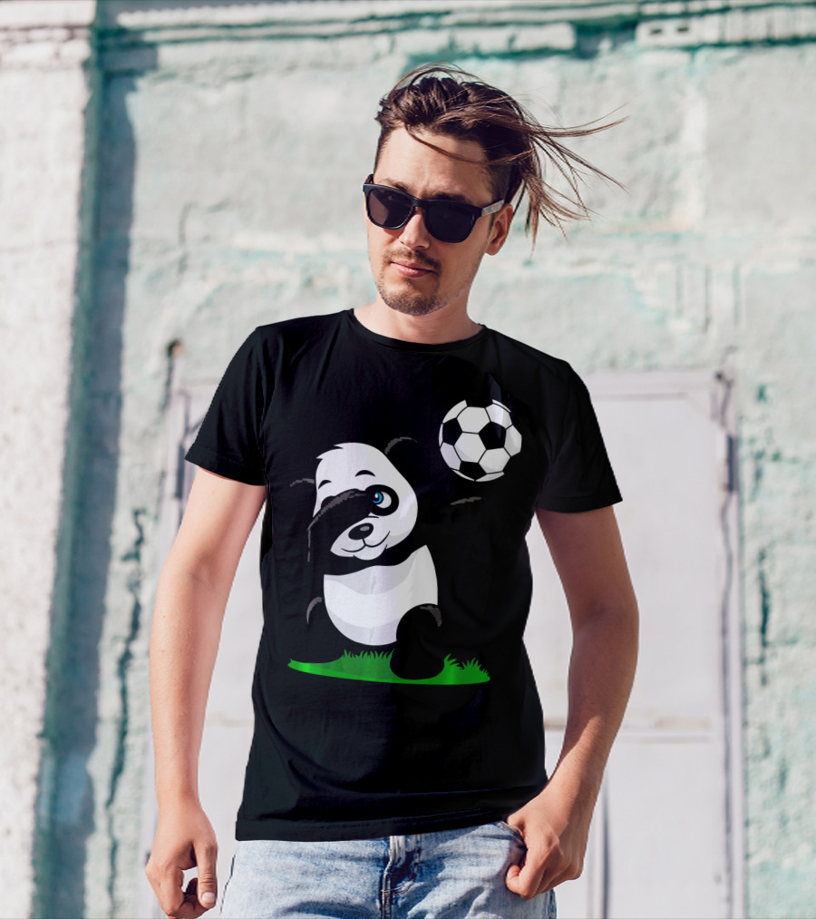 Soccer Dabbing Panda With Soccer Ball And Grass T-Shirt
