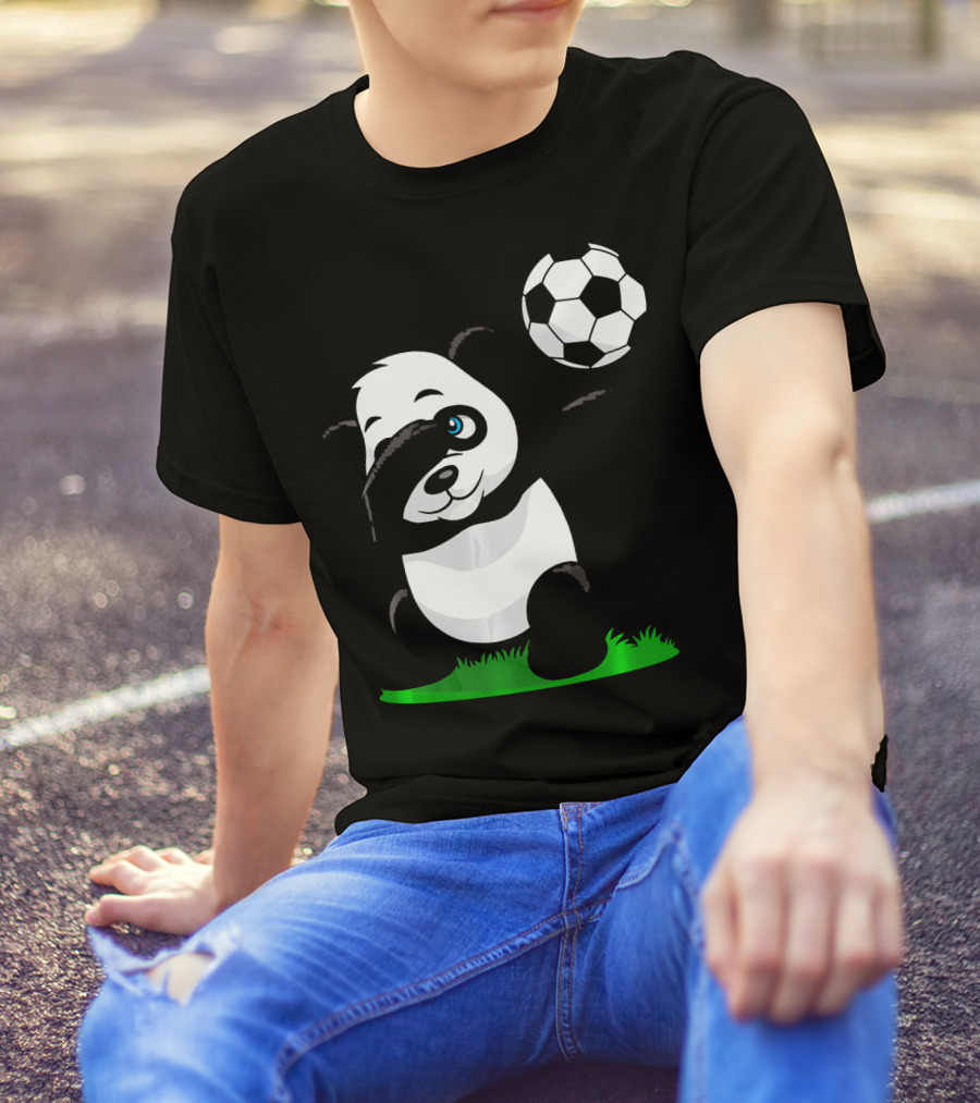 Soccer Dabbing Panda With Soccer Ball And Grass T-Shirt