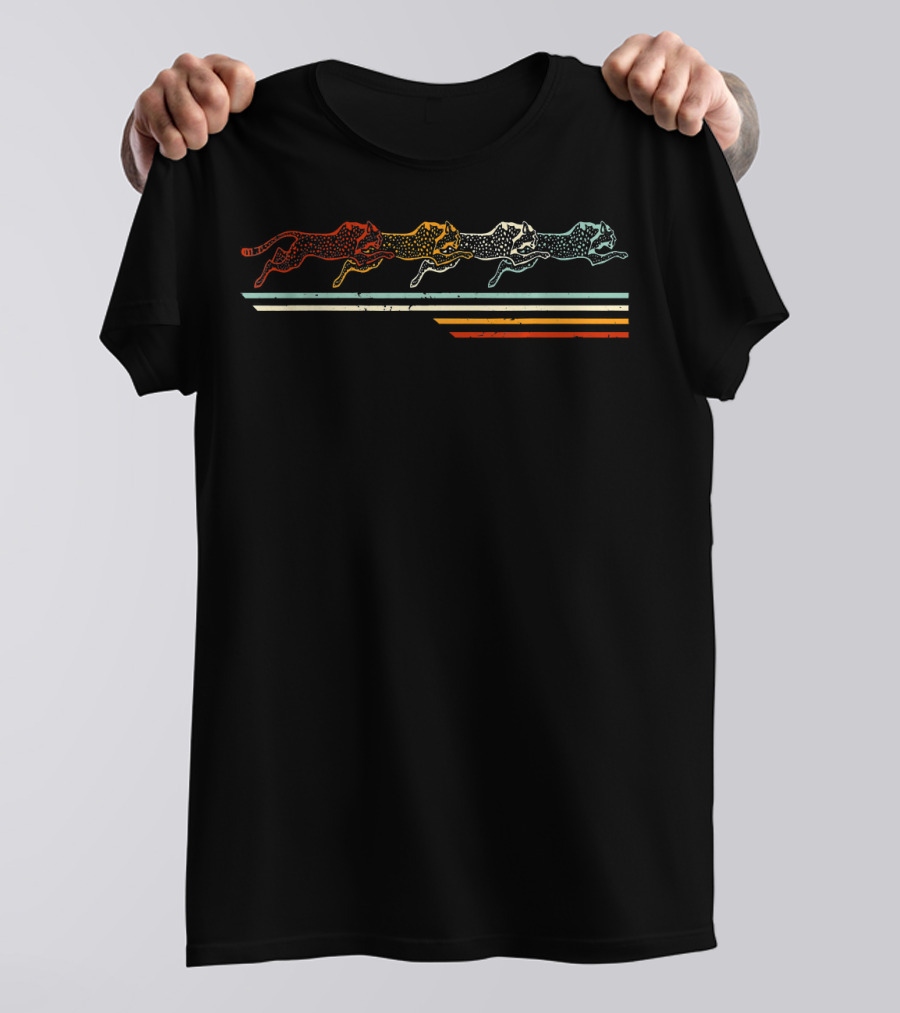 Vintage Jaguar Animal Lover Running Stripes Retro Style Zookeeper T-Shirt