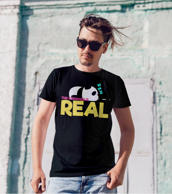 The Struggle Is Real Sleepy Panda Bear Zzz T-Shirt