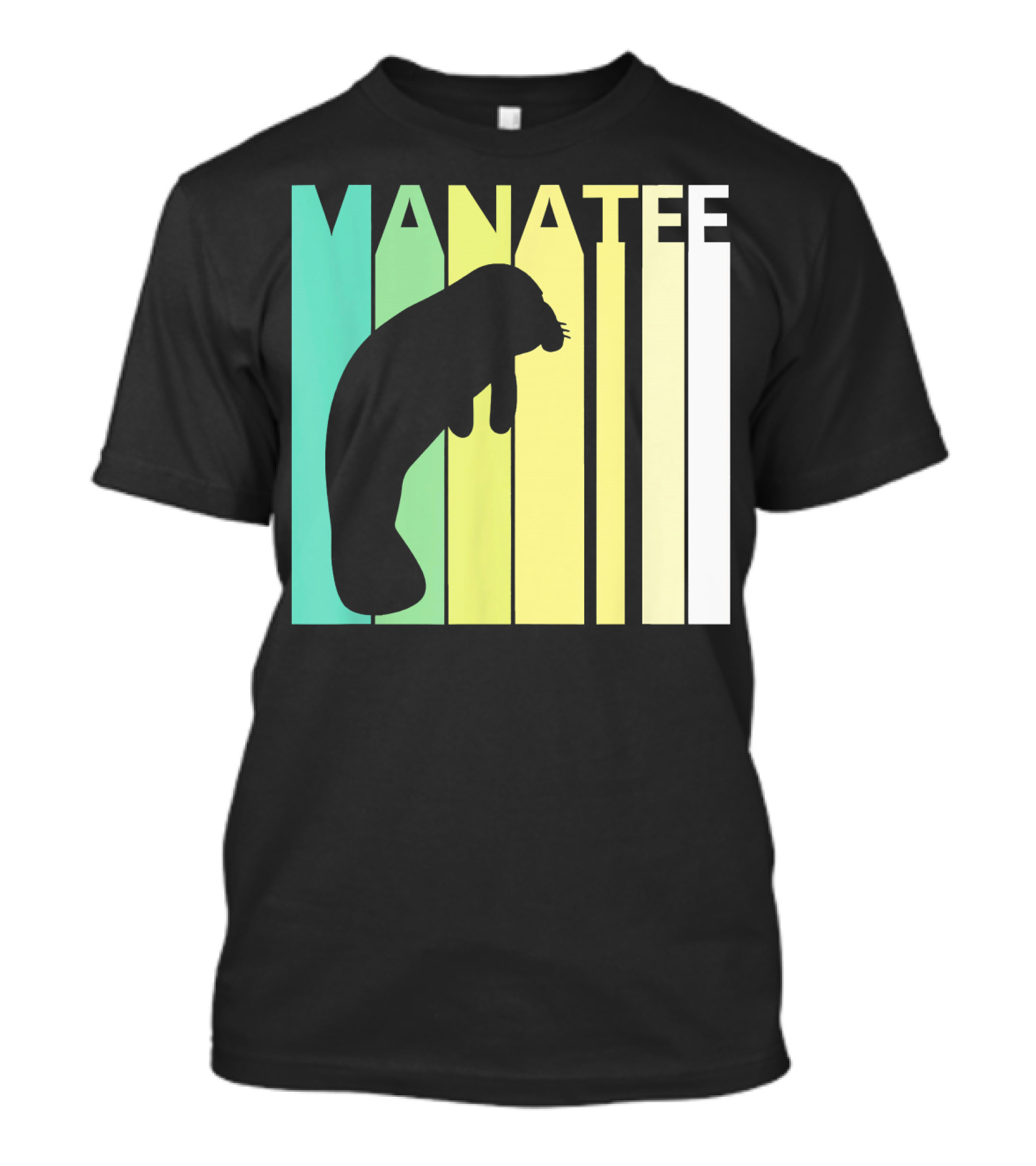 Wild Manatee Silhouette With Colorful Stripe Background T-Shirt