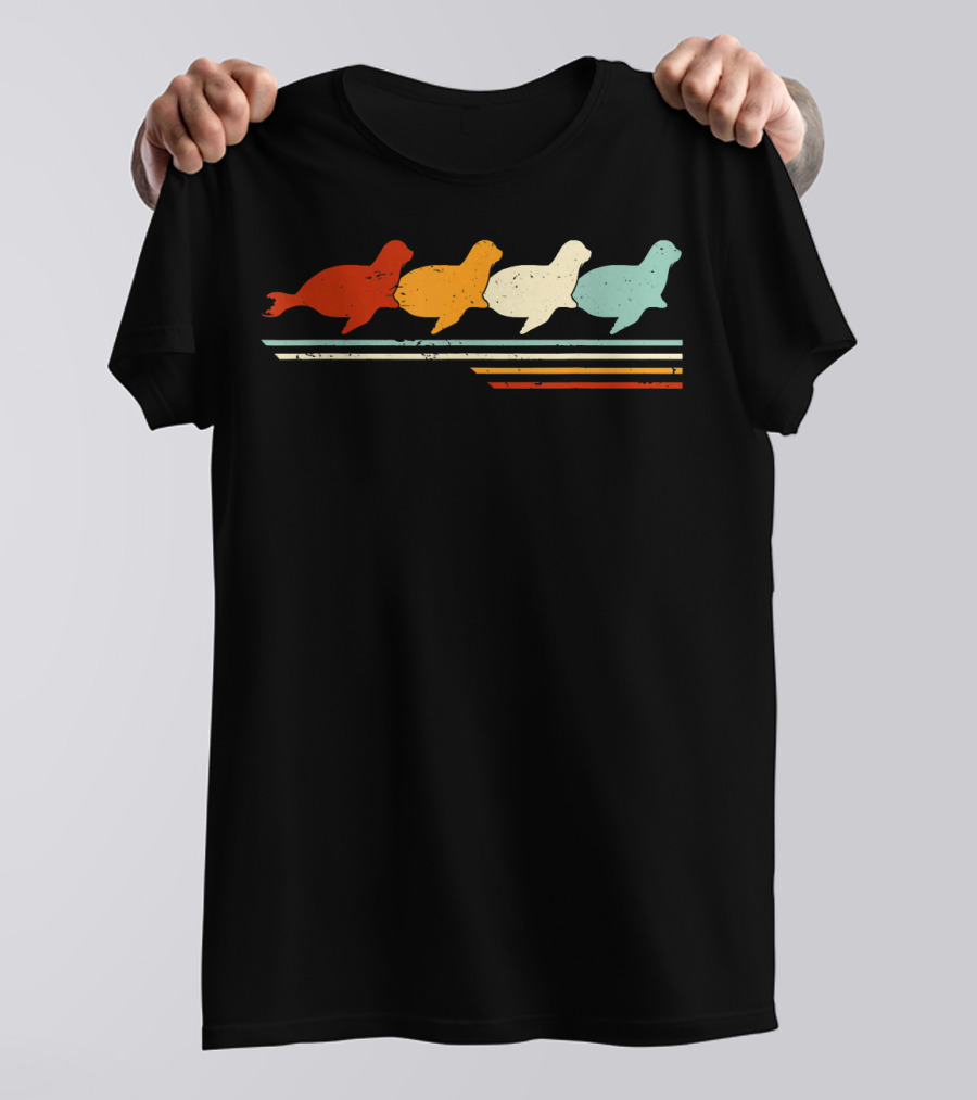 Retro Vintage Colorful Manatee Animal Lover T-Shirt