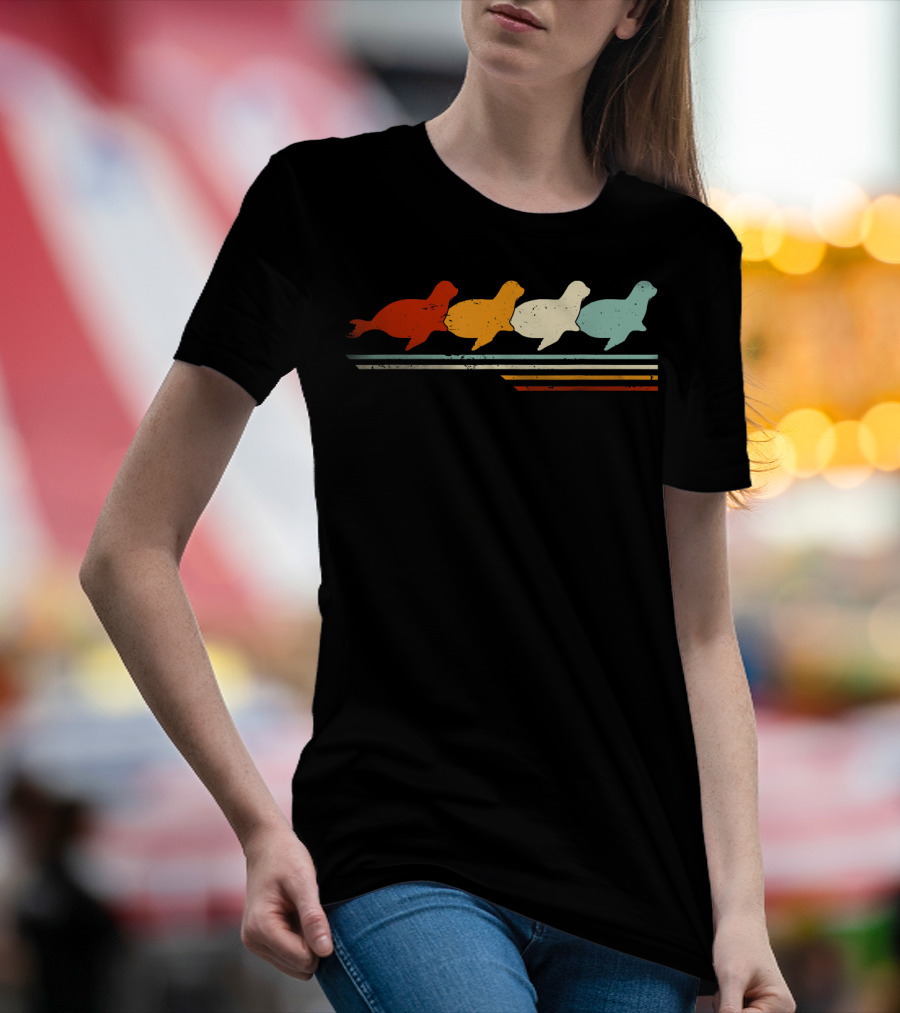 Retro Vintage Colorful Manatee Animal Lover T-Shirt