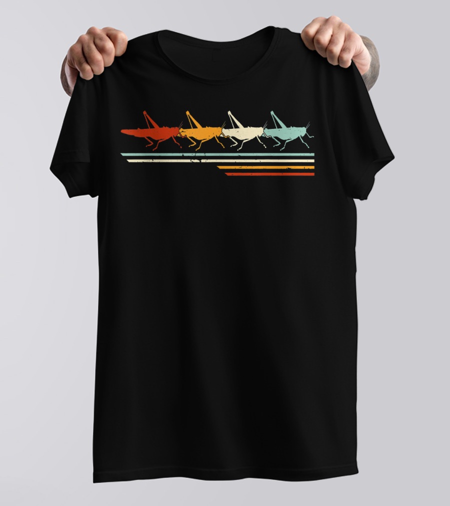Retro Vintage Grasshopper Stripes Animal Lover T-Shirt