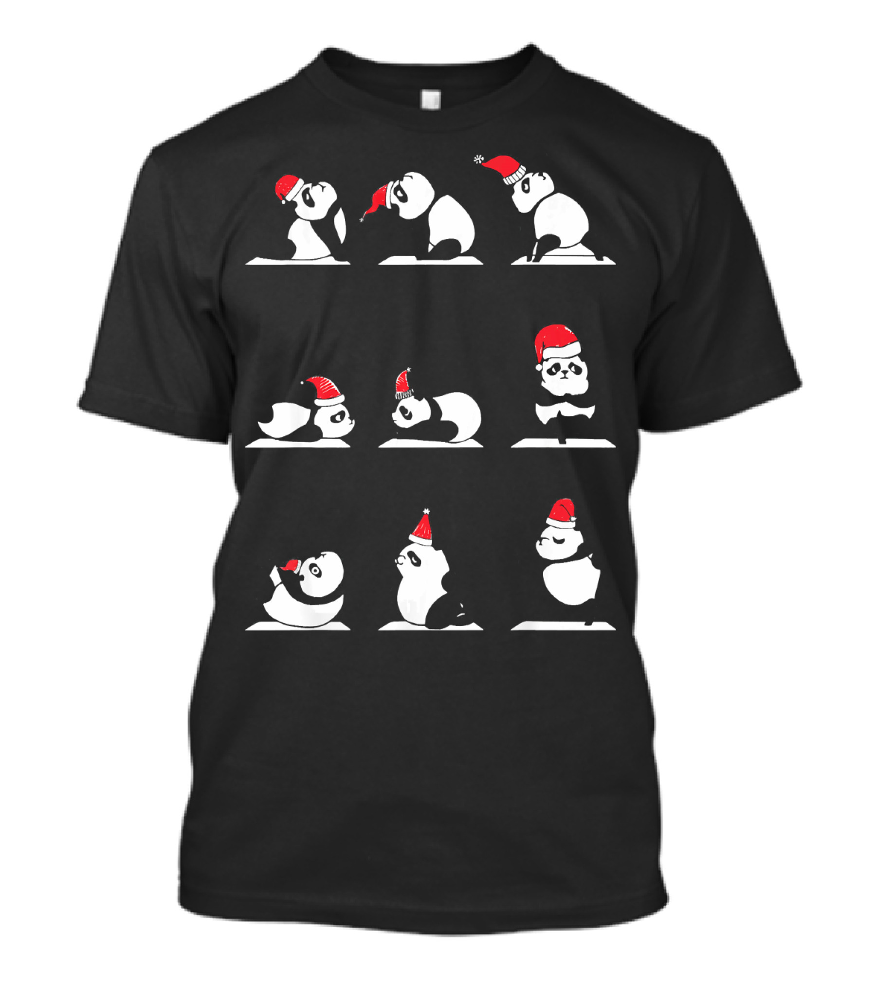 The Animal Store Panda Yoga Lover Christmas Santa Hat Pandas T-Shirt