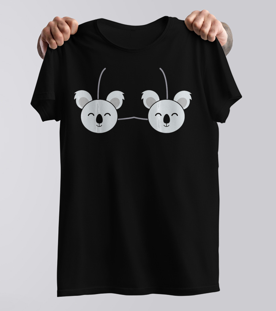 Smiling Koala Bra Costume Cute Easy Anim Ears Antennae Faces T-Shirt