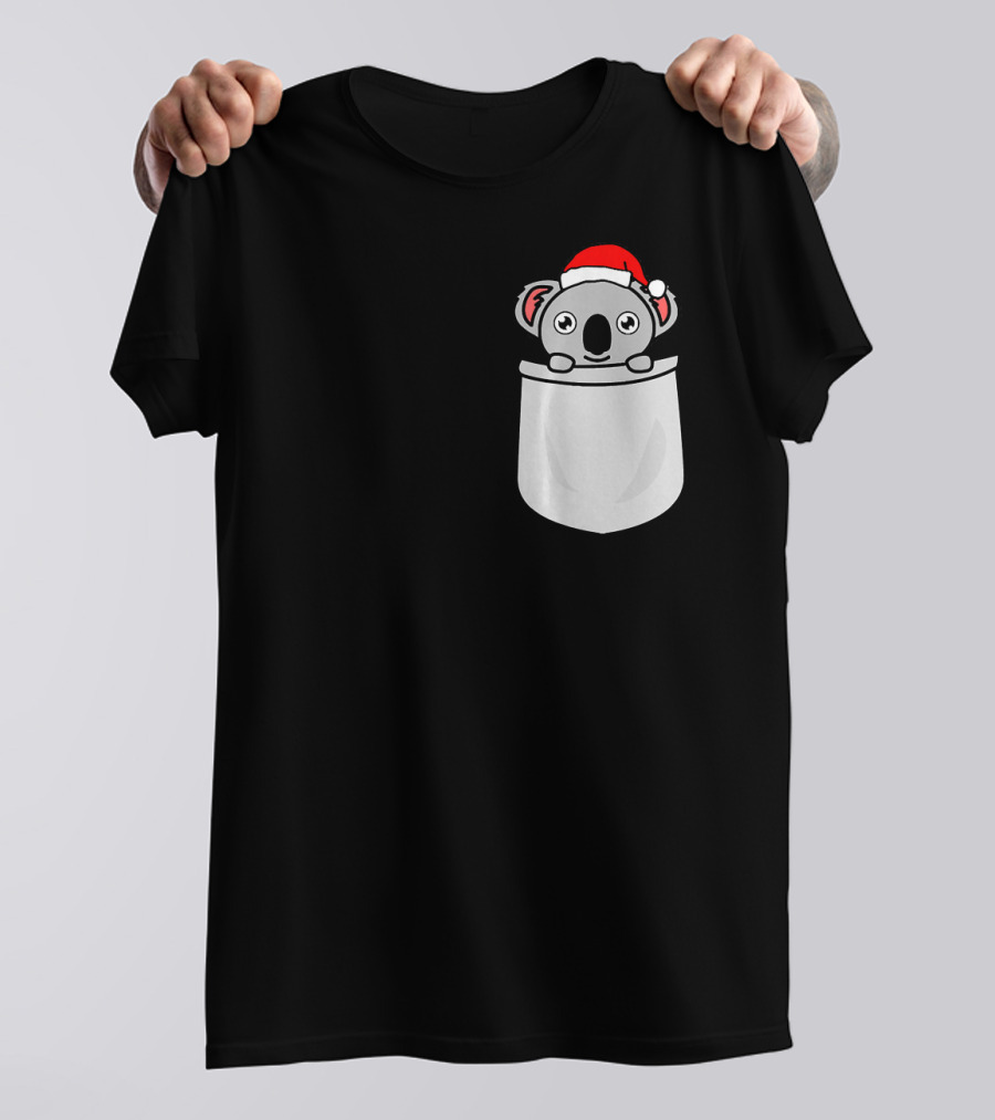 Santa Koala Pocket Christmas Festive Holiday T-Shirt
