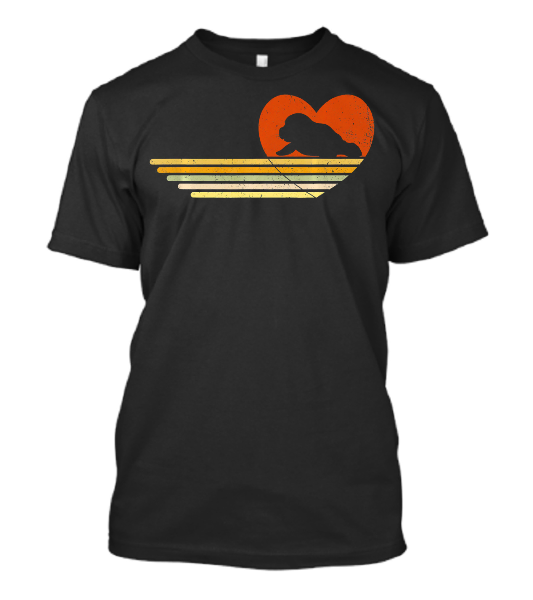 Vintage Manatee Heart Retro Sunset T-Shirt
